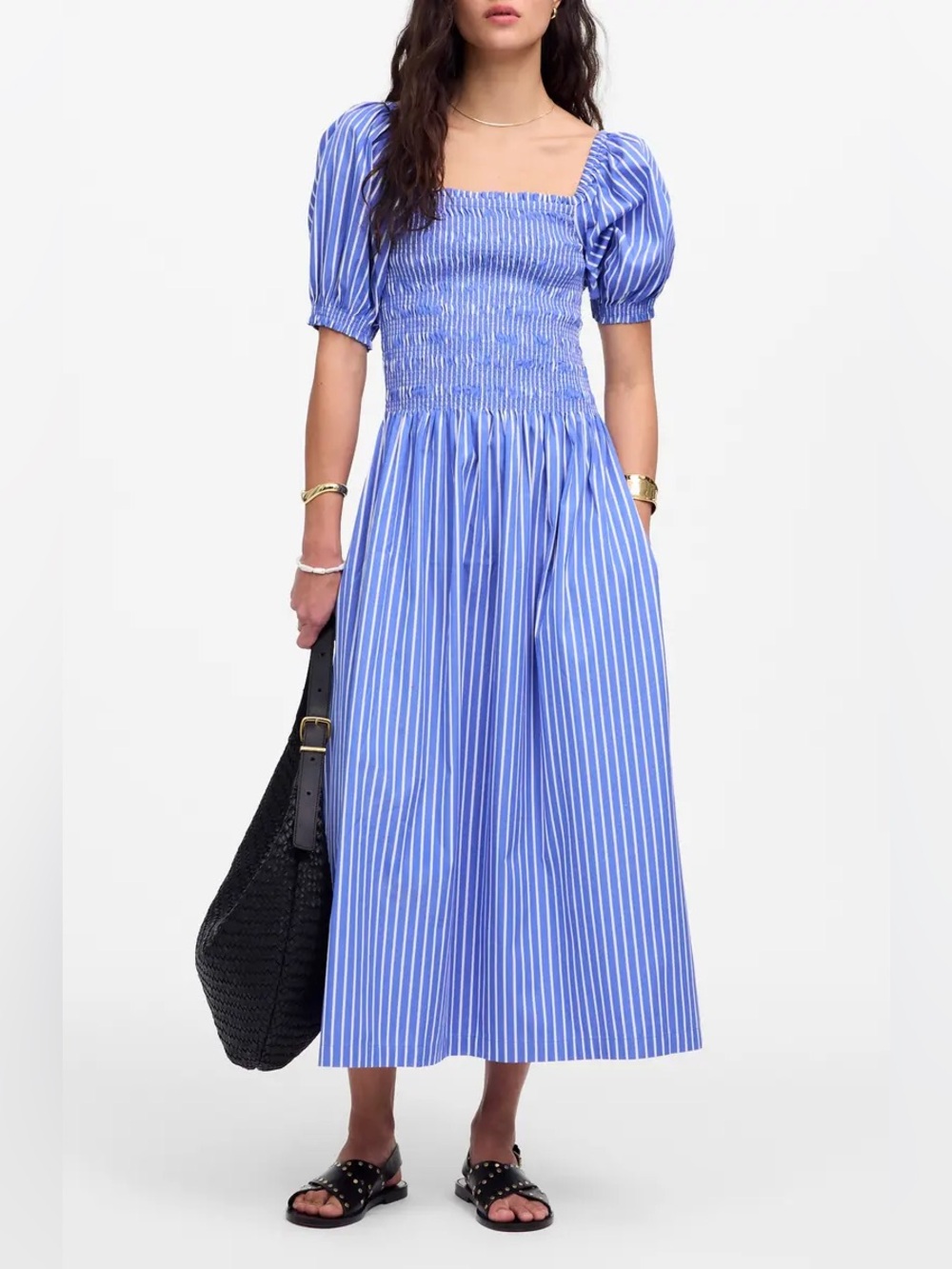 MADEWELL Smocked Puff Sleeve Dress